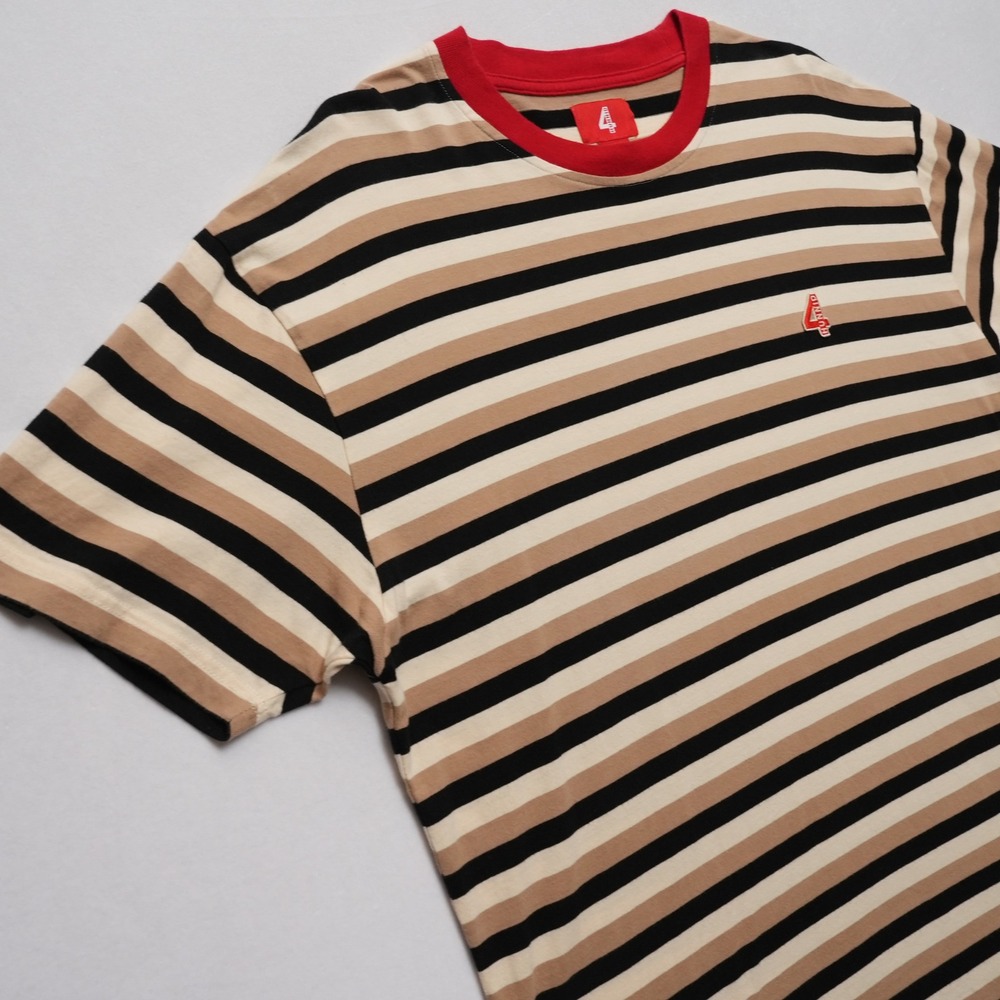 4Hunnid Ringer T Shirt Mens XL Tan Black Stripe Streetwear Graphic Logo - Picture 7 of 15